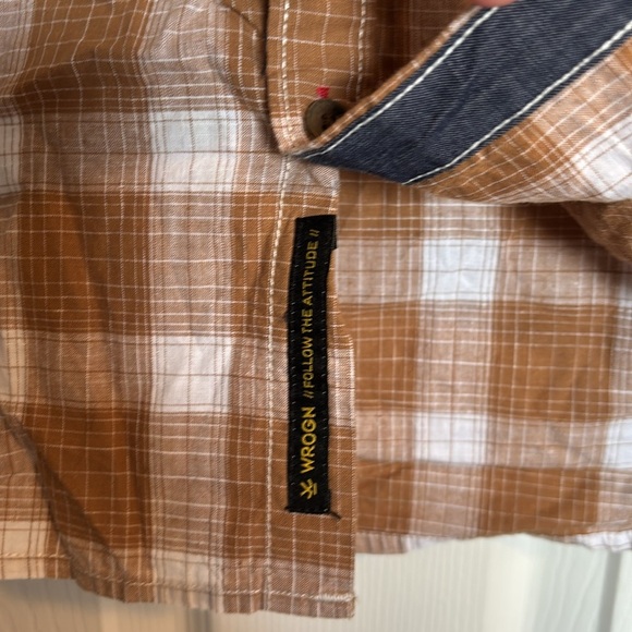 Wrogn men’s brown plaid long sleeve button down shirt size small - Picture 6 of 11